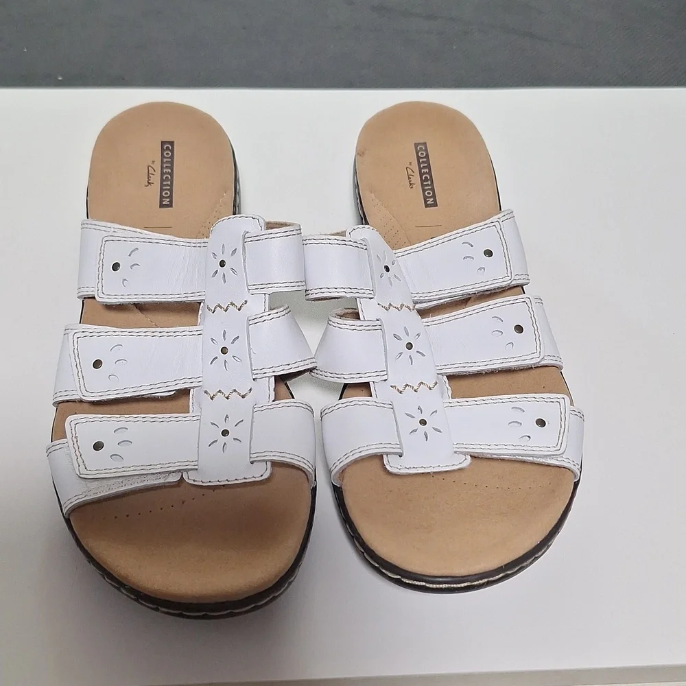 Clarks White Leather Sandals Leisa Spring